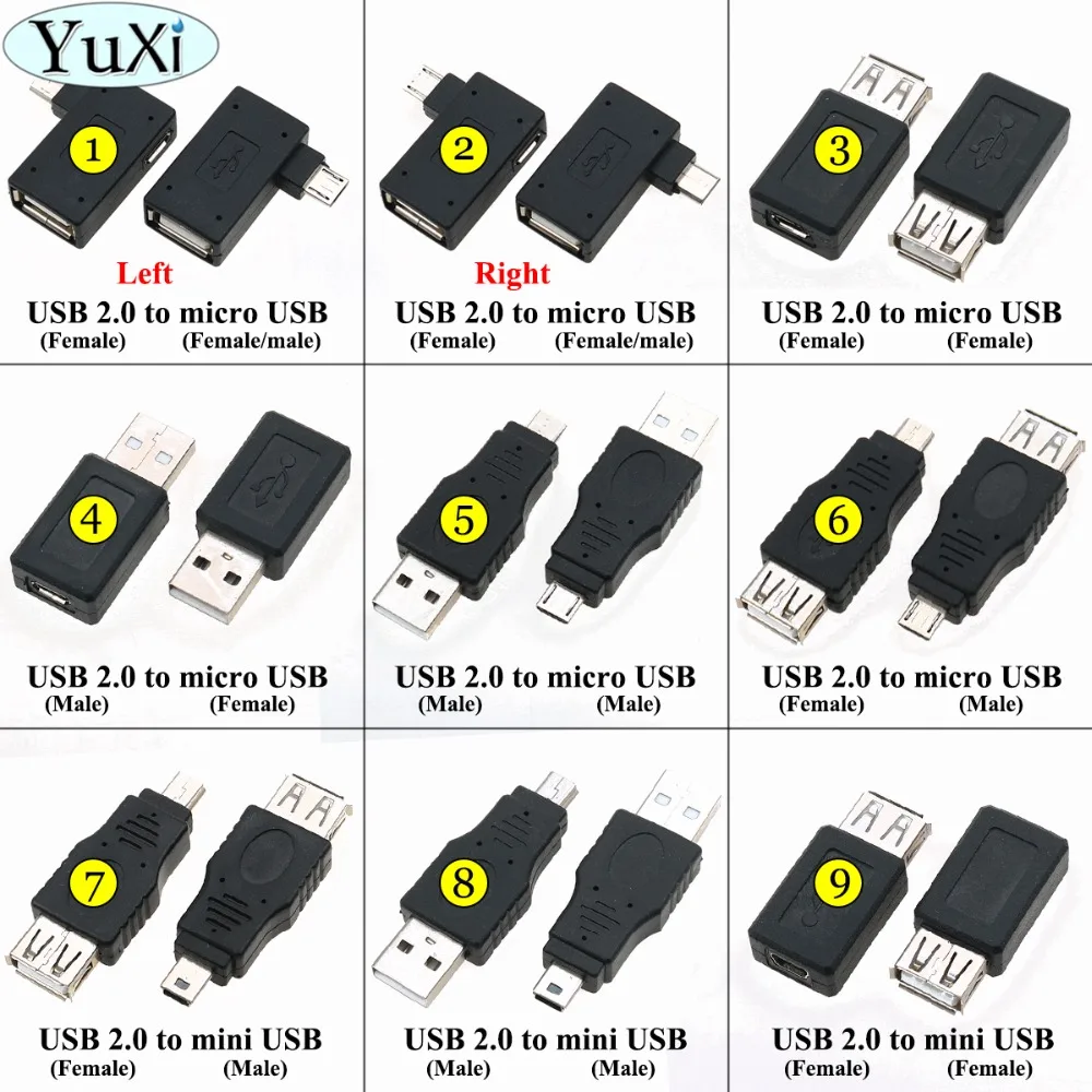 YuXi черный OTG 5pin F/M Mini USB Micro адаптер конвертер Папа мама 2 0 гаджеты для