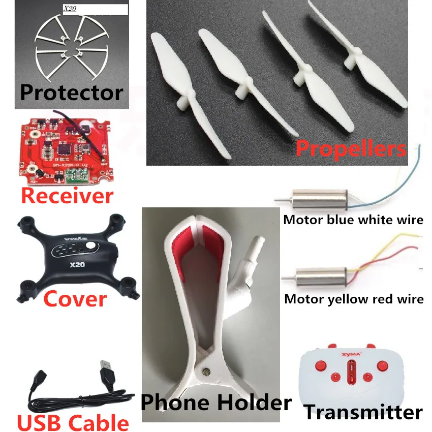 SYMA X20 передатчик защита пропеллеров USB кабель крышка двигателя для мини дрона RC