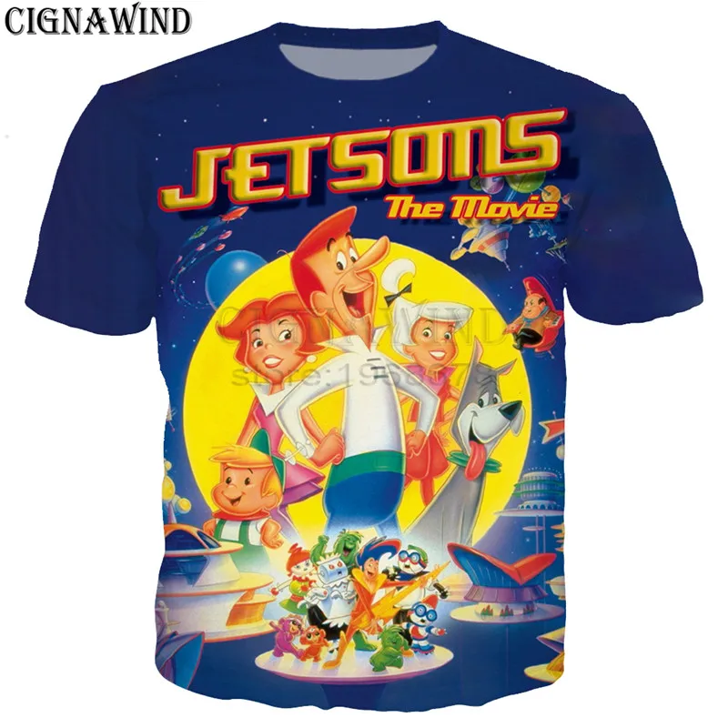 Забавный мультфильм Jetsons Meet The Flintstones Футболка Мужская/Женская Футболки с 3D-принтом Harajuku стиль футболка уличная топы