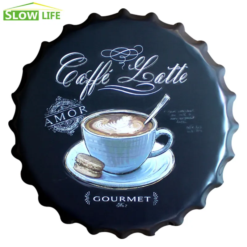 2017 New Cappuccino Bottle Cap Metal Tin Sign Vintage Home Decor Cafe Wall 3D Plaque | Дом и сад