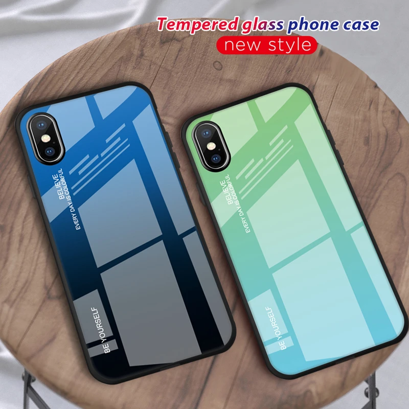 ONEVAN Модный чехол для телефона противоударный бампер закаленное стекло iPhone X XS XR Max