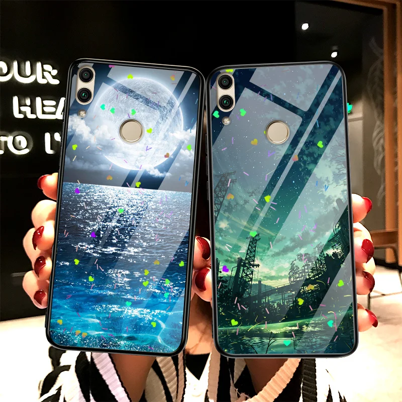 For Huawei Honor 8C Case Skin Cover Hybrid Epoxy Colorized Patterned Back Protective |