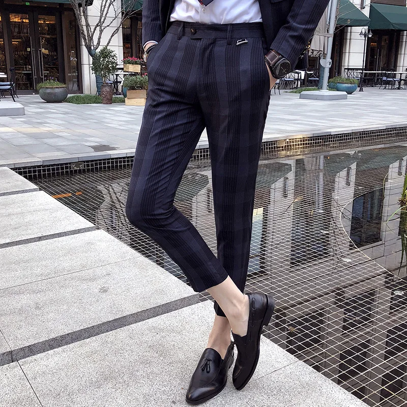 Новинка 2018 мужские брюки в клетку британском стиле западном стиле|plaid pants men|pants