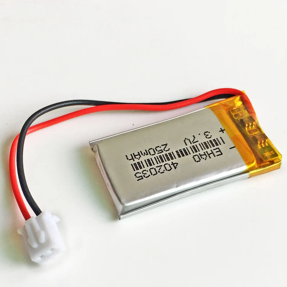 10 pcs 3.7V 250mAh battery JST 2.54mm 2 pin 402035 Lithium Polymer Li-Po Rechargeable Handheld GPS Battery Mp3 bluetooth | Электроника