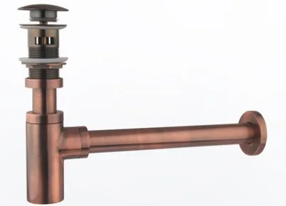 Round Red Bronze Латунь Ванная комната квадратные сифон бассейна раковина отходов Слив ловушкой P ловушки трубки Pop Up сливную пробку с переполнения стены - Цвет: Round Red Bronze