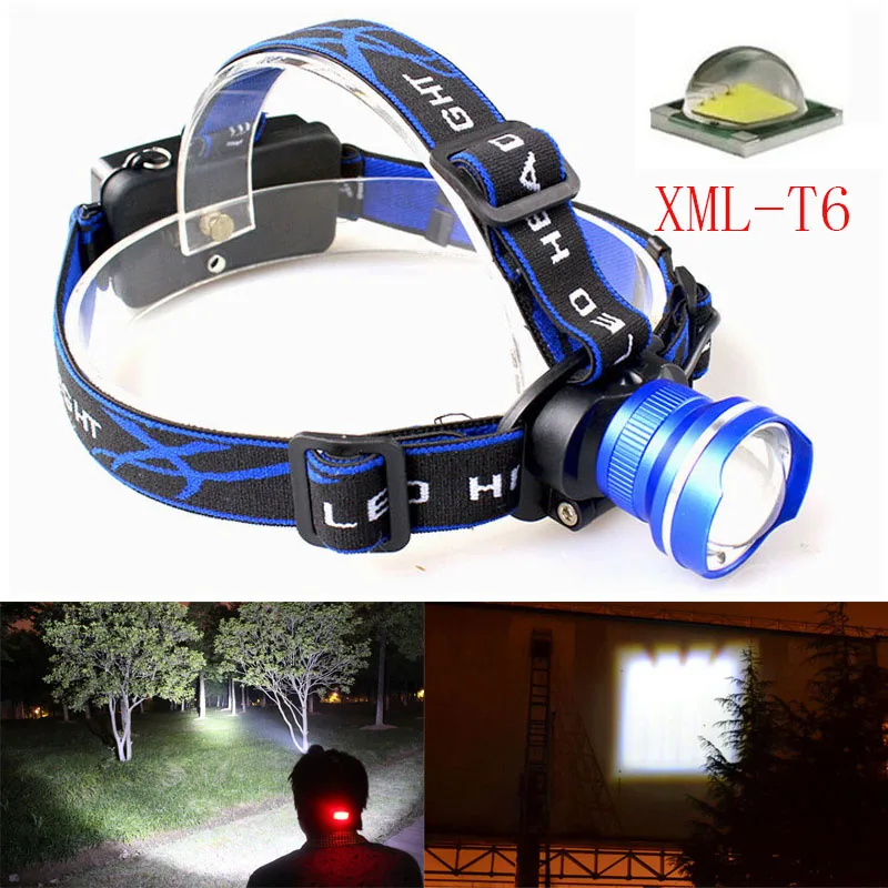 Налобный фонарь T6 светодиодный 2500лм с питанием от аккумулятора 18650|flashlight
