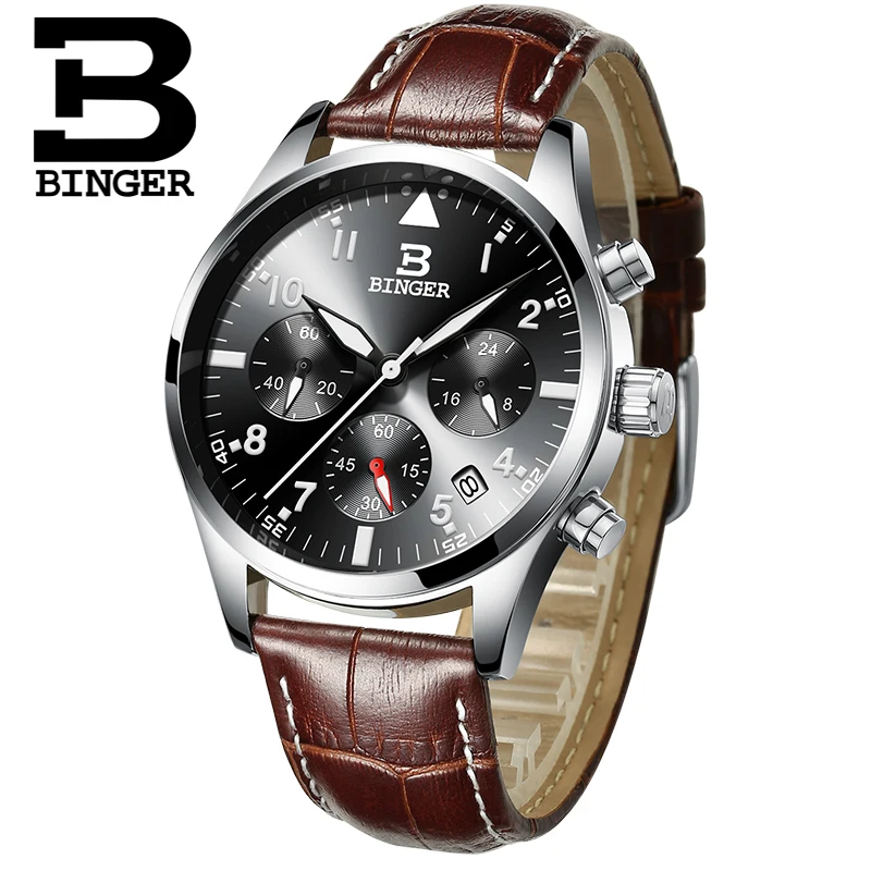 Мужские часы Бингер 2017 люксовый бренд бизнес водонепроницаемый спортивный