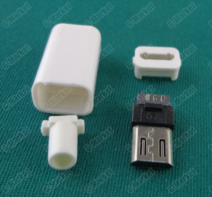 Штекерный разъем Micro USB Тип B 5 pin 4 шт. в сборе 50 1 белый цвет бесплатная доставка|4
