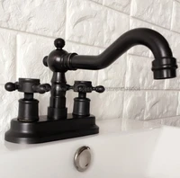 oil rubbed bronze double handle bathroom wash basin mixer taps 2 hole deck mounted swivel spout vessel sink faucets nhg073