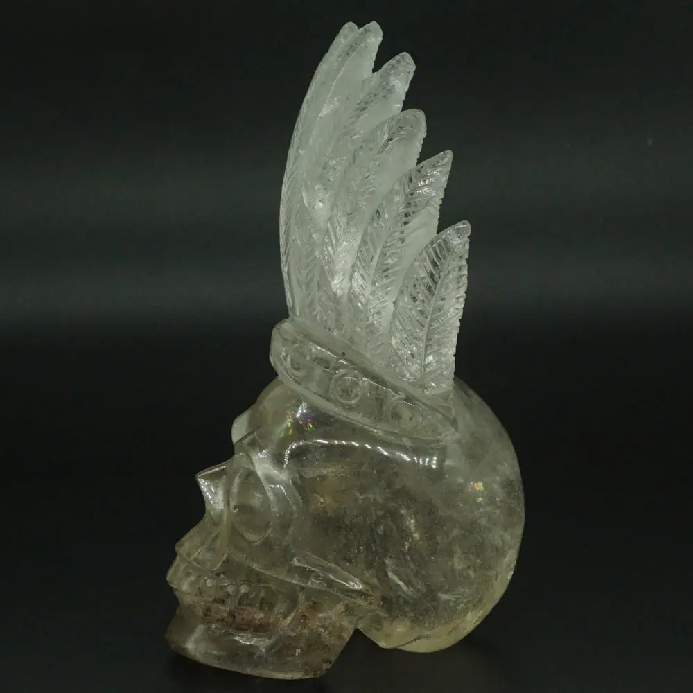 4.8&quotRainbow Clear Quartz India Skull Carving Healing Reiki Office Home Decor | Дом и сад