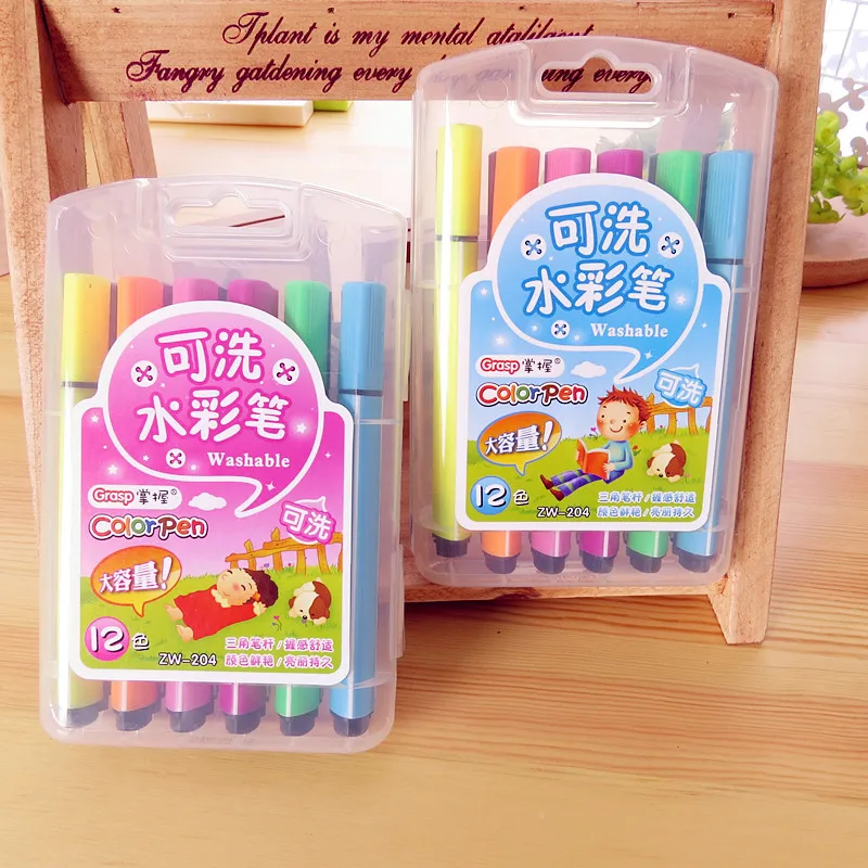 12 видов цветов/партия цветная ручка кисть маркер хайлайтер Детские канцелярские