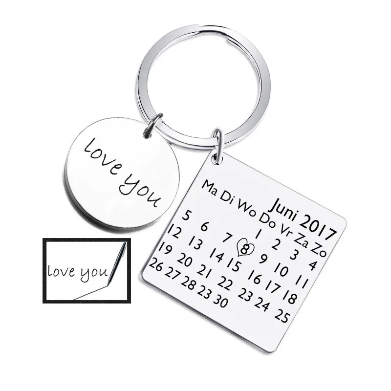 

Custom Calendar Keychain Perfect Anniversary Gift,Personalized Calendar Keychain With Signature,Date highlighted with heart