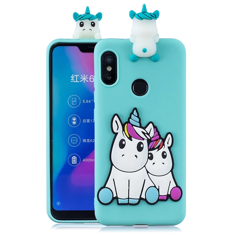 3D мультяшный Единорог Redmi 6 Pro Чехол для Xiaomi Mi A2 Lite чехол милые игрушки Мягкий