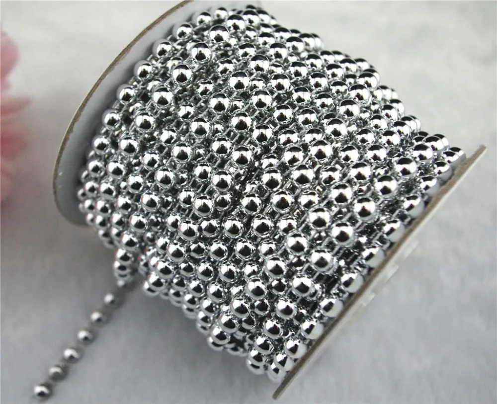 

6mm Pearl 25m/roll New Craft Beads Pearls Sew Silver Half Pearl Chain Trims Sewing Crafts Costume Applique LZ43