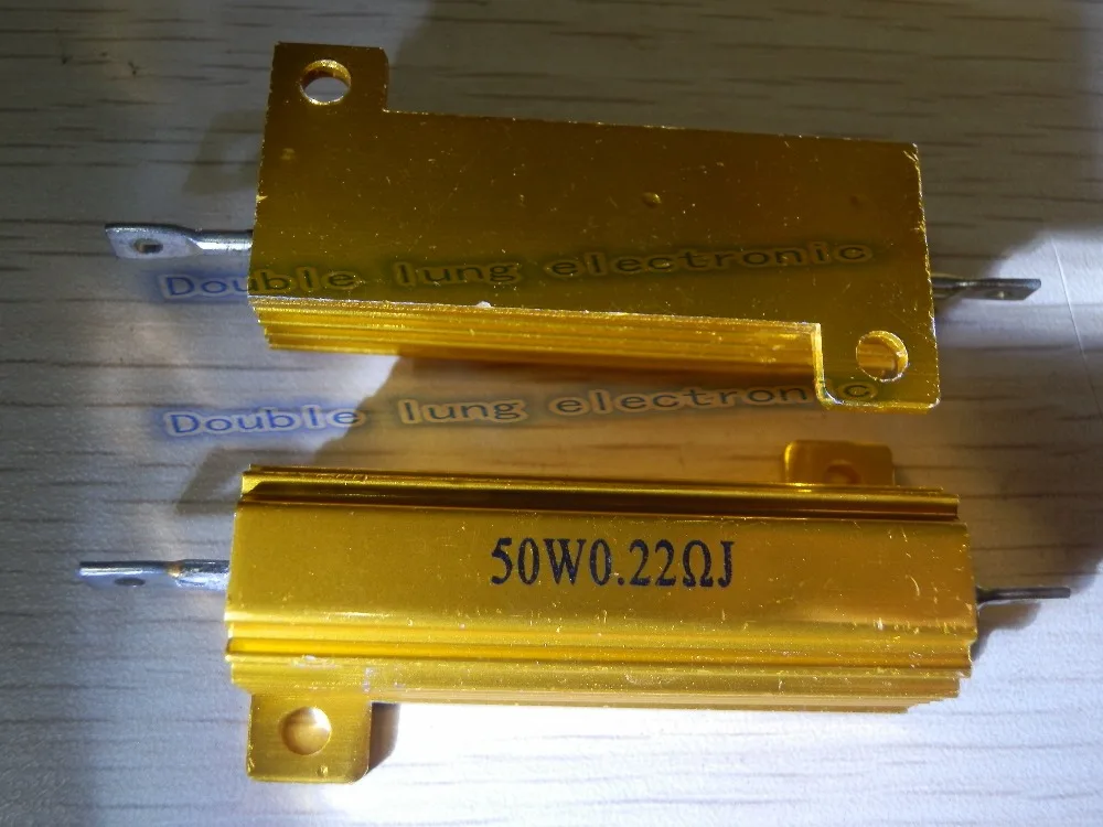 50PCS/LOT RX24 50W Watt 0.22R 0.25R 0.33R 0.4R 0.47R 0.5R 0.6R 0.8R Ohm LED load resistor Aluminum Case Wirewound Resistor