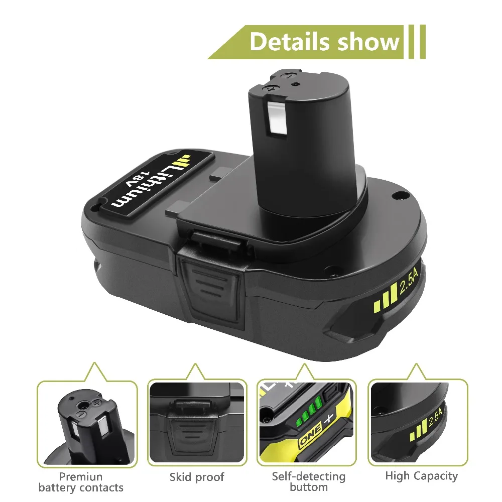 Bonadget 1 шт. 18 в 2500 мАч литиевая батарея для Ryobi P107 P100 P102 P103 P104 P105 P108 L10 Перезаряжаемые