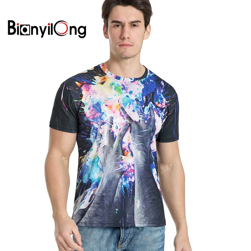 BIANYILONG Новый Стильный Взрыв печати футболка для мужчин/для женщин брендовая