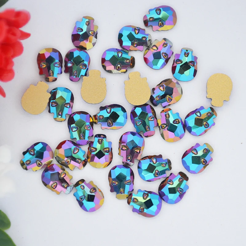 Кристаллы Стразы для дизайна ногтей s Радужный синий без горячей фиксации 6*8 мм 10