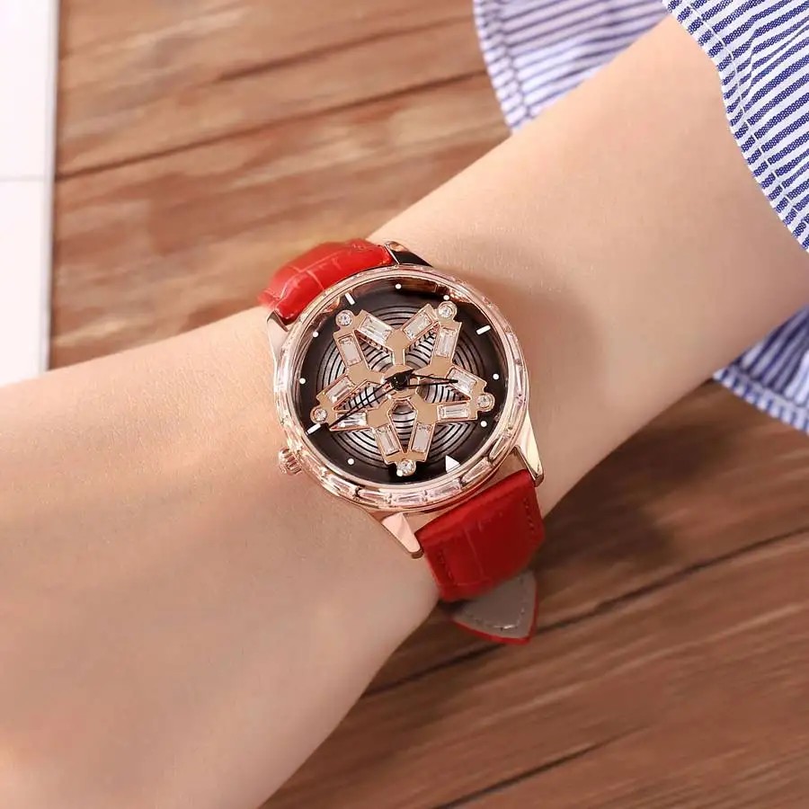 

Женские Кварцевые водонепроницаемые часы с кристаллами, роскошные вращающиеся часы от лучшего бренда, 2018