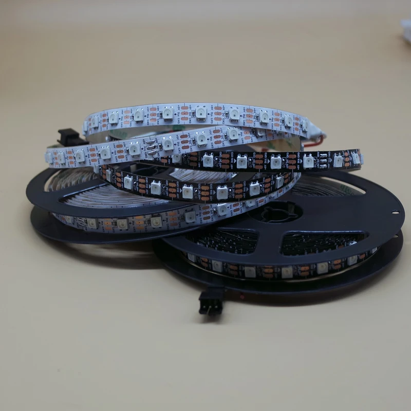 RGB WS2812 Светодиодная лента 50 см 1 м 2 м 3 м 5 м полноцветная 15 30 144 светодиодов постоянного тока 5 В водонепроницаемая светодиодная лента для изменения цвета мечты