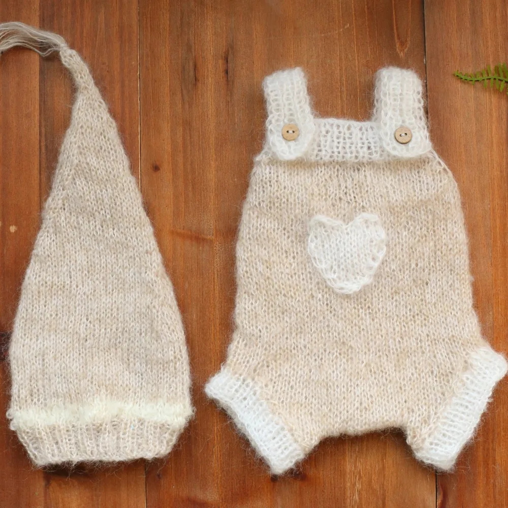 Newborn Sweater Knit Romper Fuzzy Mohair baby girl overall outfit with bonnet set photography props Bodysuit Sitter | Детская одежда и