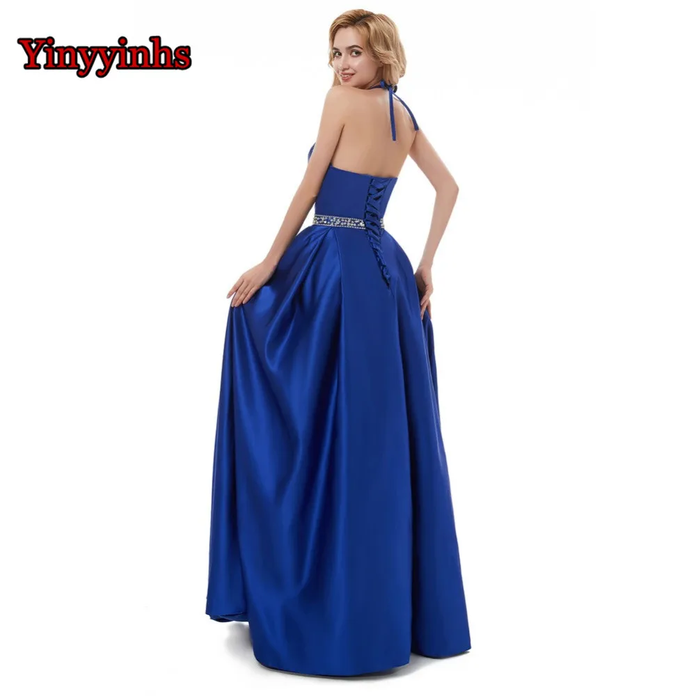 

Yinyyinhs Halter Floral Beaded Prom Dresses 2020 Long Evening Party Formal Gowns Vestido De Formatura for Women Open Back