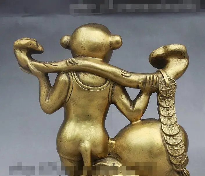 8&quot Folk Chinese FengShui Brass Ru Yi Fu Wealth sexy sex appeal Monkey Statue | Дом и сад