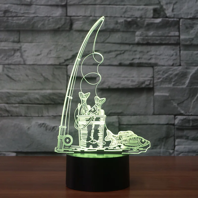 3D ночник Милая Рыбалка 7 Изменение цвета градиент цвет сенсорный переключатель поддерживает USB как украшение дома или подарок