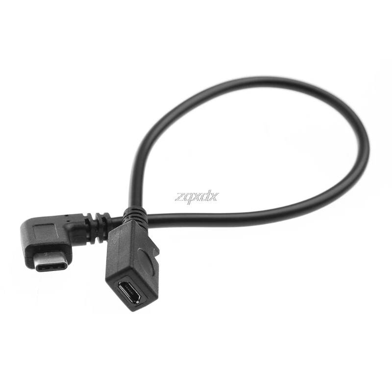 USB 3 1 Тип C 90 градусов правый угол папа микро 2 0 B прямой Женский адаптер кабель
