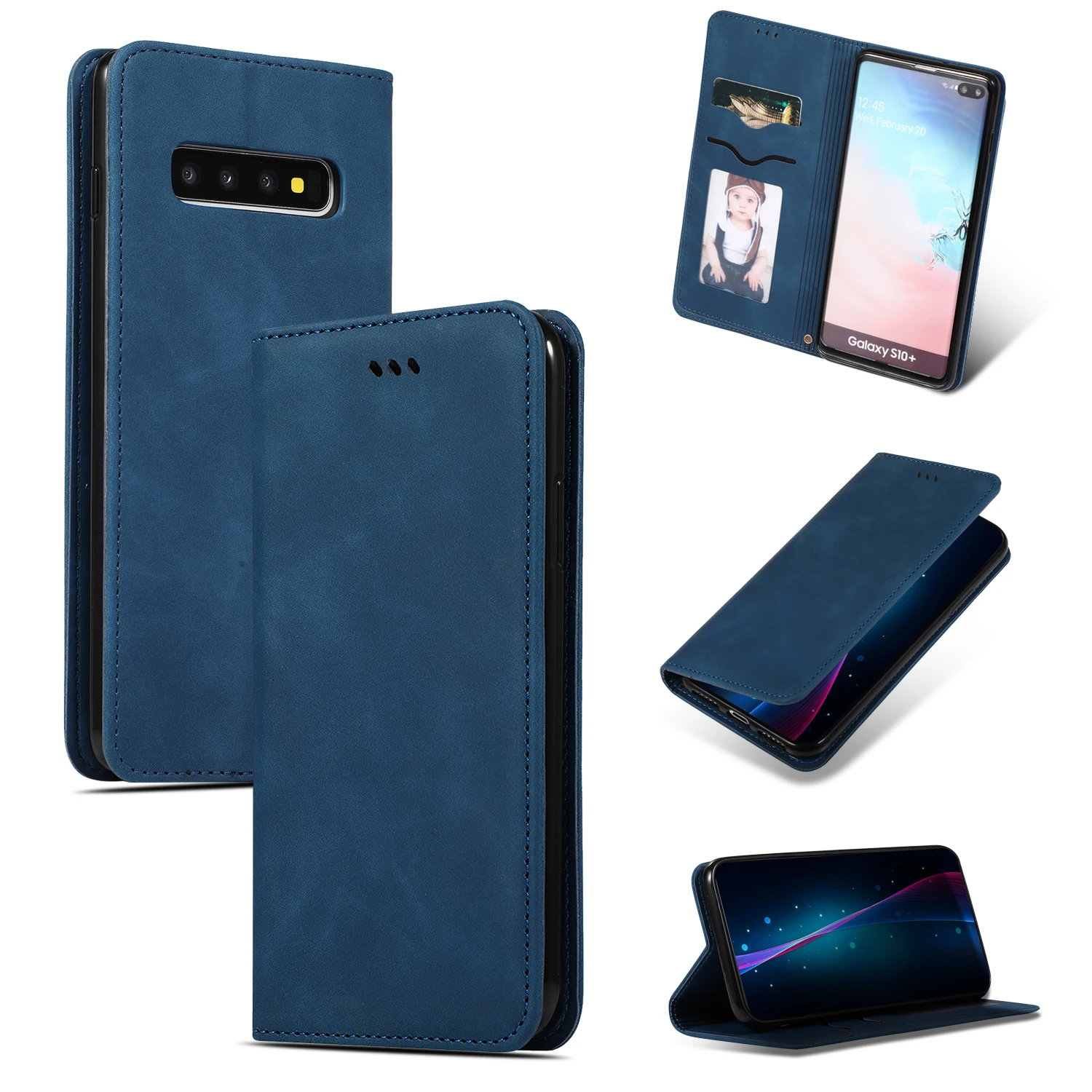 Роскошный защитный чехол-книжка из искусственной кожи чехол для samsung S10 S9 S8 Plus Note 10 9 8 S10e M10 A10 A20 A30 A40 A50 A70 A7 A8 A9 J4 J6 плюс крышка