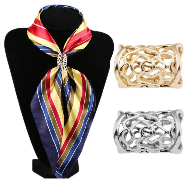 

2pcs Silk Scarf Brooches Jewelry Accessories Womens Elegant Scarf Clips Scarves Buckle Holder Simple Women Girl Party Gift