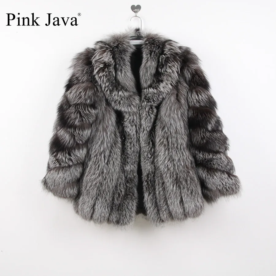 Женское зимнее пальто с натуральным мехом енота розовое лисьим | Женская одежда