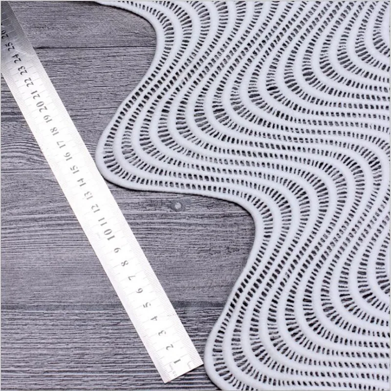 1Yard good quality hollow lace for sewing clothes Off-white Black in stock wave stripe design milk silk embroidered fabric | Дом и сад