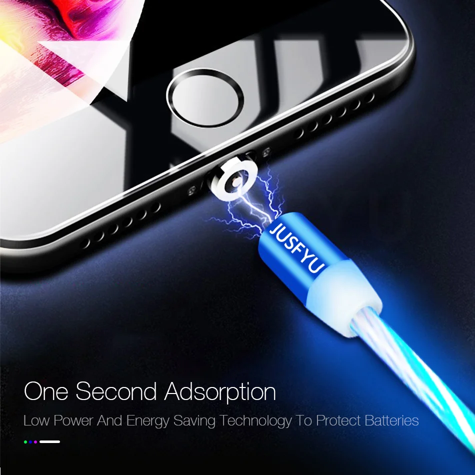 Магнитный кабель USB Тип C магнитный со светодиодной подсветкой быстрая зарядка