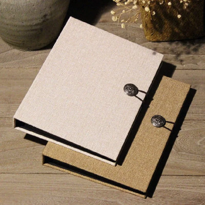 Простой льняной чехол сделай сам фотоальбом ручной работы с кнопкой