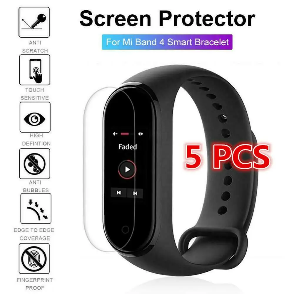

5 PCS Screen Protector Film For Xiaomi Mi Band 4 Soft Protector Film Cover HD Ultra Thin Anti-scratch Film TPU Protective Films