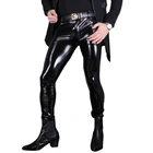 Сексуальные мужские модные блестящие обтягивающие брюки из искусственной кожи из ПВХ для мужчин, сексуальные глянцевые узкие брюки для мужчин, одежда для геев F130