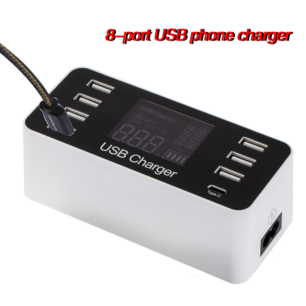 40 Вт 8 портов Смарт usb зарядная станция ЖК-дисплей цифровой дисплей Универсальное зарядное устройство для смартфонов планшетных мкА EU US UK Plug