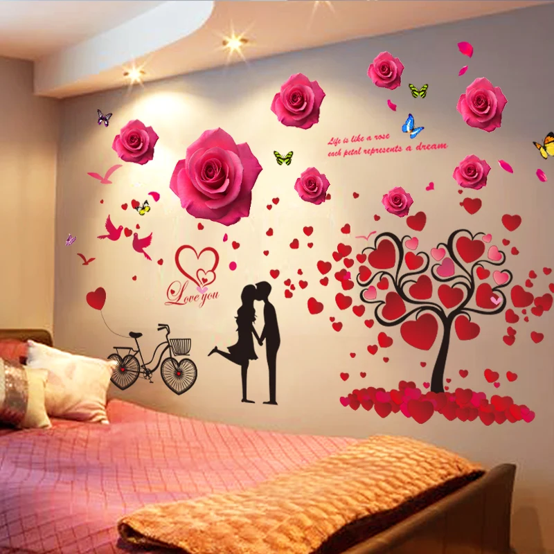 Bedroom paper sticker warm wall decoration creative self-adhesive | Дом и сад