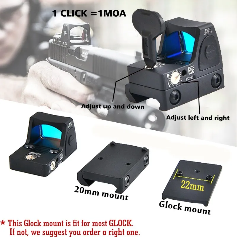 RMR стиль Glock красный точечный прицел Коллиматорный прицел 20 мм Вивер рельс для страйкбола охота Тактический 5-0004-2