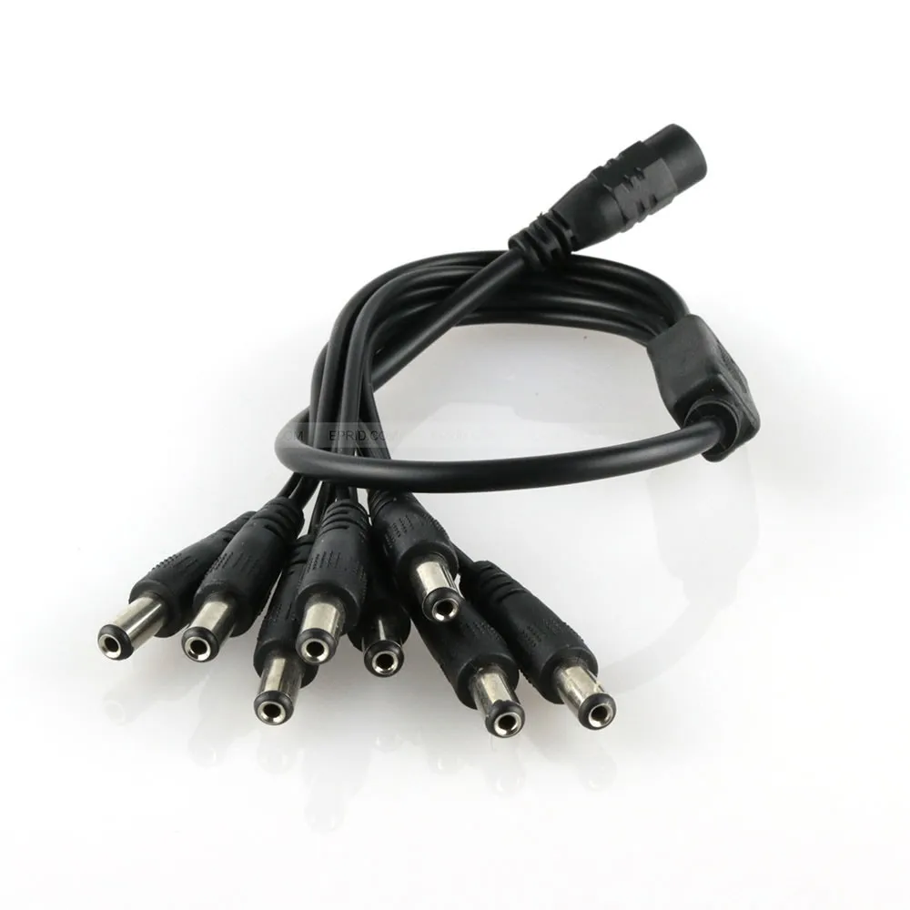 

5.5 x 2.1mm 1 Female To 8 Male AC DC Power Supply Cable Splitter For CCTV LED Strip
