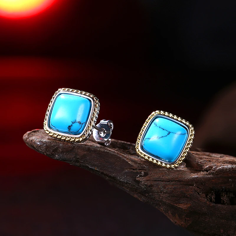 Модные серьги-гвоздики с квадратным камнем калаллейт для женщин белое