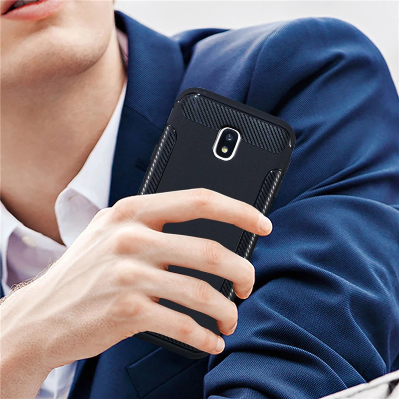 For Cover Samsung Galaxy J3 Case 2017 Anti-Knock Matte Soft Carbon fiber TPU Protective Shell Phone J330 |