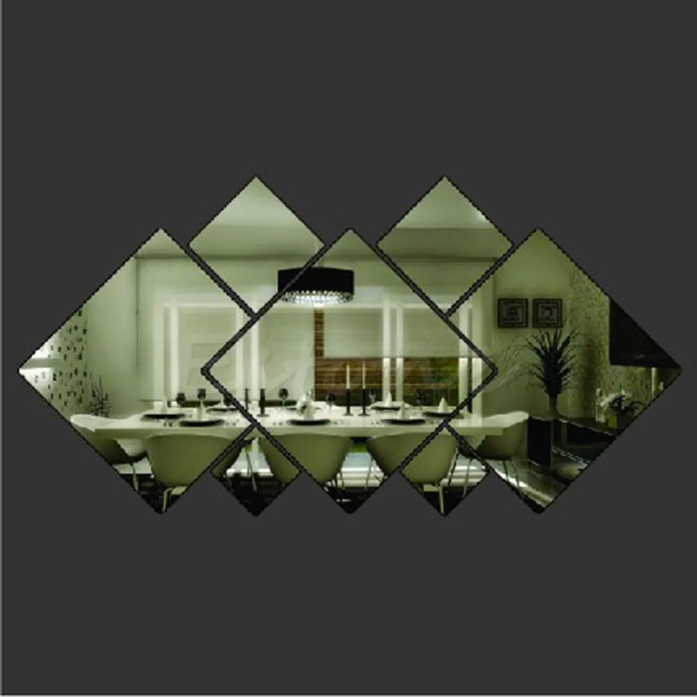 Fashion Mirror Style Removable Decal Vinyl Art Wall Sticker Home Decor Rhombus Decoration | Дом и сад