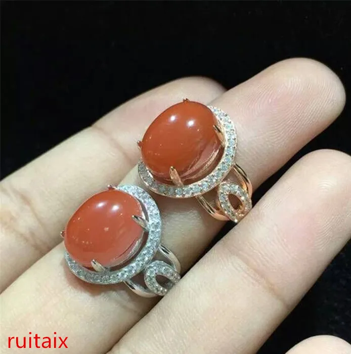 

KJJEAXCMY fine jewelry 925 pure silver inlaid with natural south red agate lady's ring jewelry water drop lotus leaves