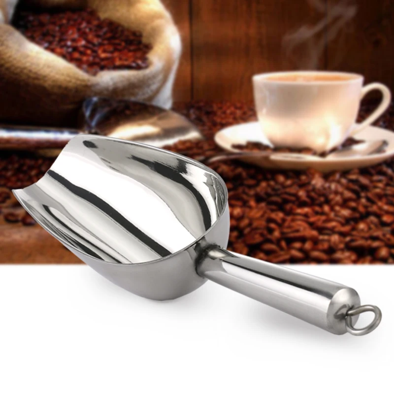 New Ice Scoop Stainless Steel Cube Shovel Bar Tools Bucket Accessories Multifunction Coffee Bean Buffer Flour Food Scoops | Дом и сад