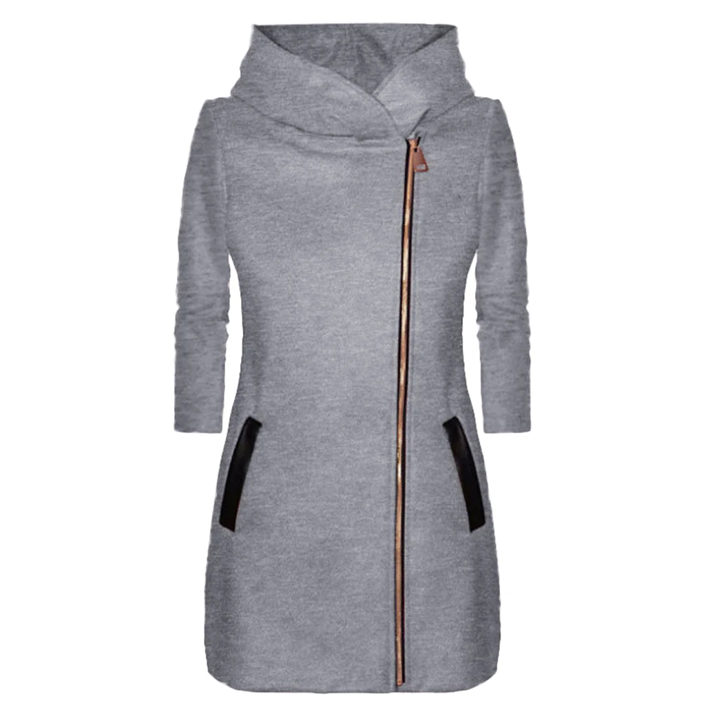 2017 новое модное пальто с капюшоном женское Утепленное зимнее на молнии куртка