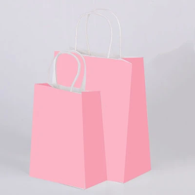 10 шт./лот, высокое качество, крафт-бумажный пакет с ручками, элегантные белые упаковочные сумки для свадьбы, дня рождения, вечеринки, бумажные пакеты для ювелирных изделий - Цвет: pink