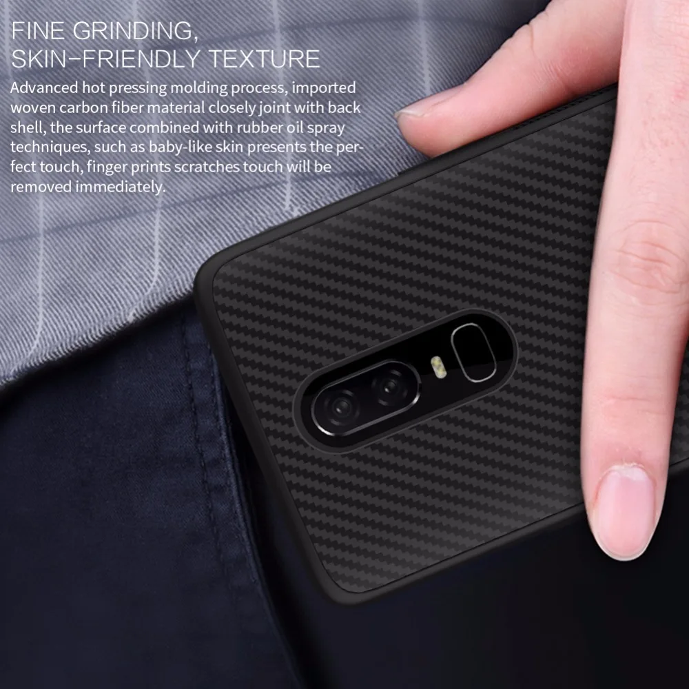 NILLKIN чехол для телефона из синтетического волокна для OnePlus 6 Жесткий чехол из углеродного волокна для One Plus 6/1+ 6