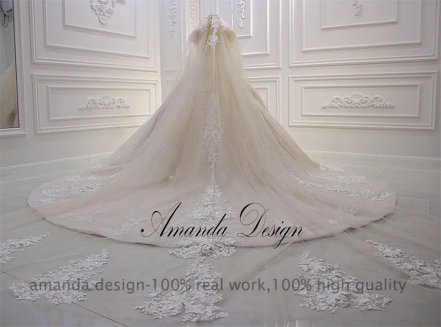 Аманда дизайн vestido de novia desmontable с открытыми плечами кружева аппликации блестящее свадебное платье